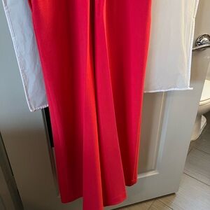 Vibrant Red-Orange Wide-Leg Pants